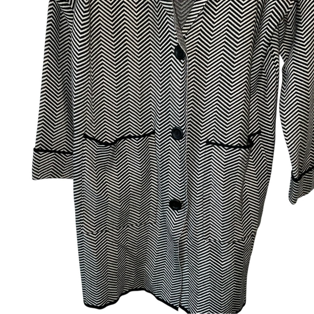Nine West Black & White Chevron Maxi Cardigan - Size M - Picture 2 of 5